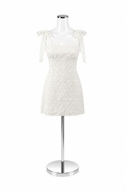 Audrey Parks Dodi White Floral Eyelet Tie Shoulder Mini Dress XS NWT